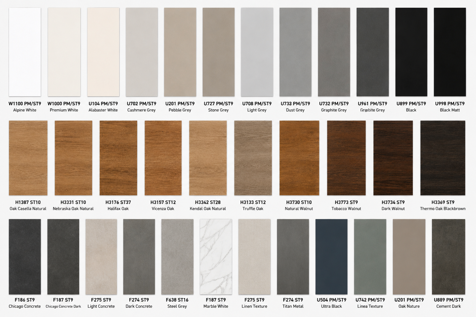 Katalog vseh razpoložljivih dekorjev in površin za Delta vrata Larix